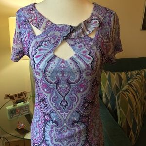 INC INTERNATIONAL CONCEPTS SIZE SMALL FULLY LINED BLUE & PURPLE CUTOUT NECKLINE